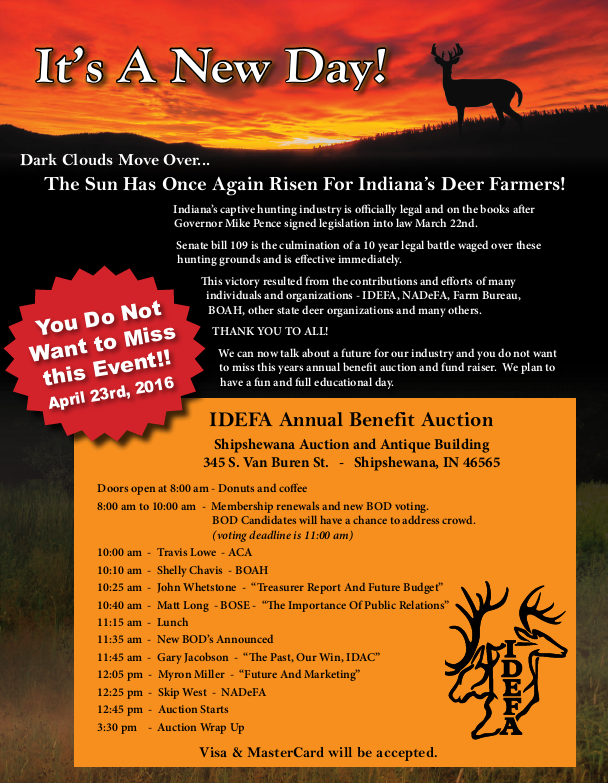 IDEFA flyer - Indiana Deer and Elk Farmers Association